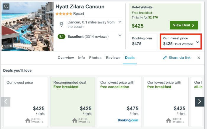 Trivago hotels hidden fees comparison