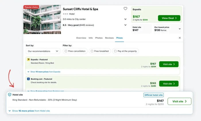 Trivago hotels booking process for group discounts